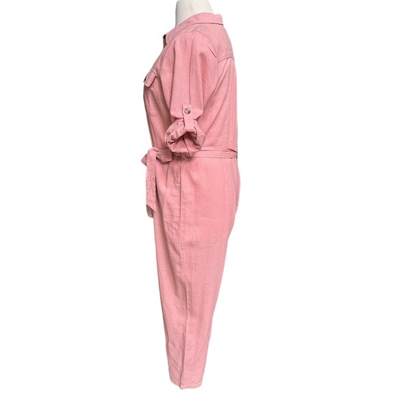 ModCloth Pink Linen Jumpsuit‎ with Belt Size: XL - Picture 3 of 16